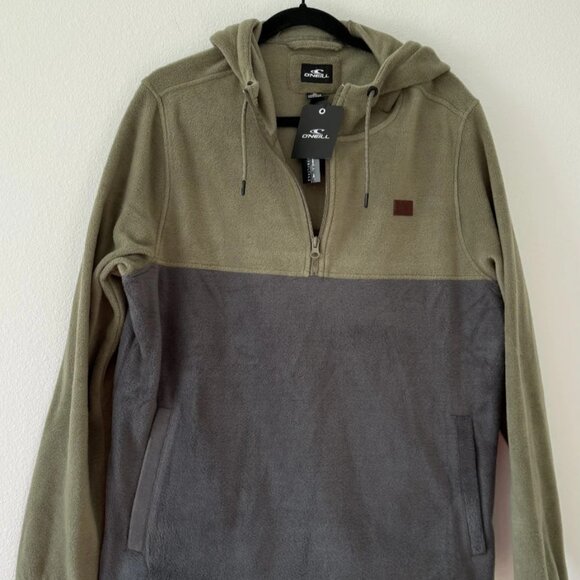 O'nell Other - O'Neill Vantage SuperFleece 1/4 Zip Pullover Hoodie Green Gray Men's Medium M NW